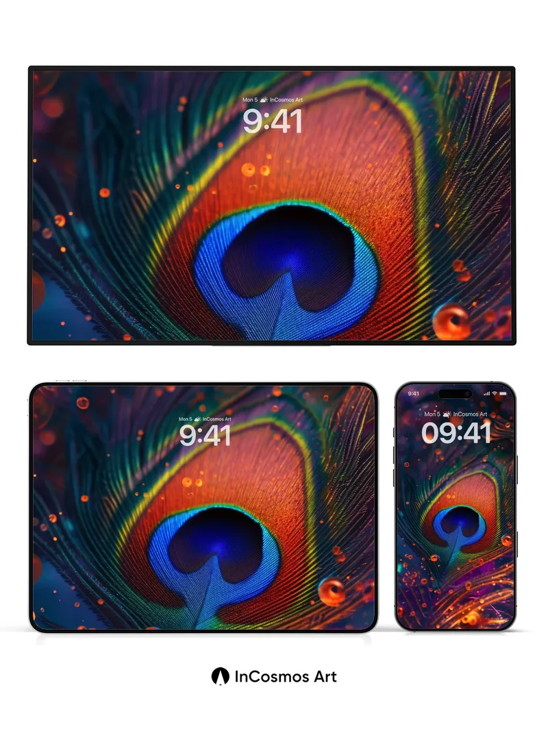 Cosmic Feather Wallpaper with Living Light