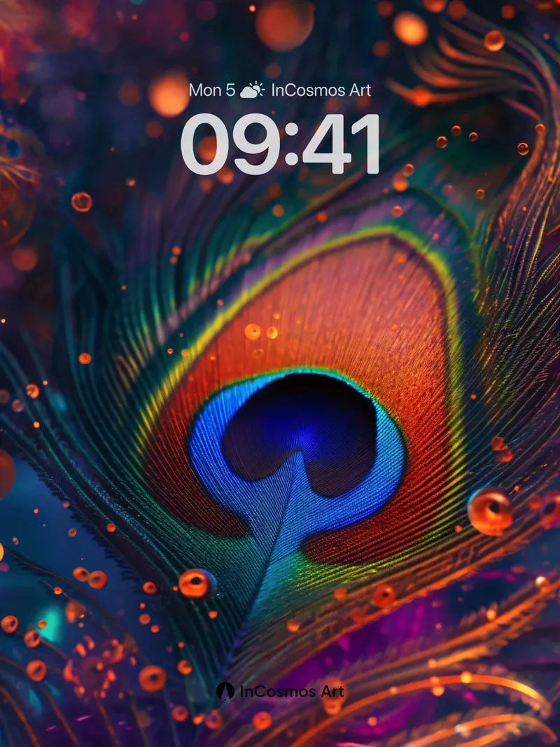 Cosmic Feather Wallpaper with Living Light