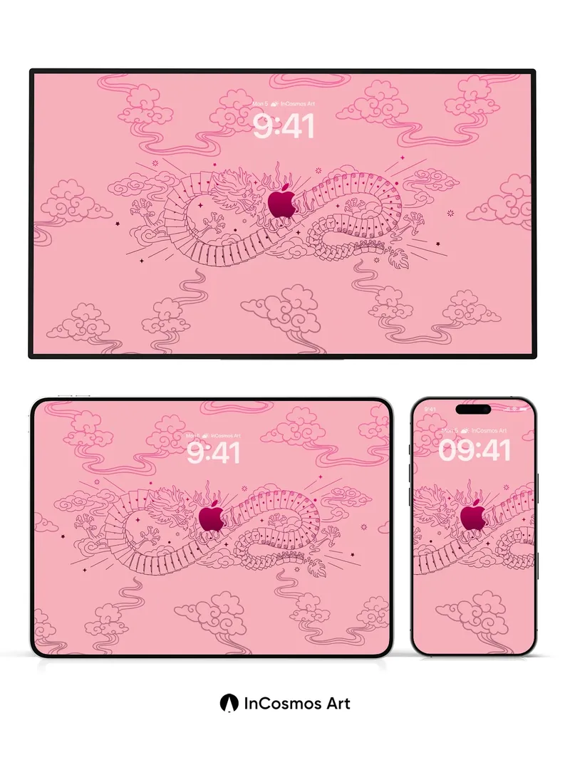 Whispering Dragon Wallpaper with Apple Core