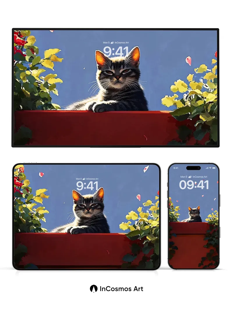 Serenity Perch Wallpaper with Floating Petals