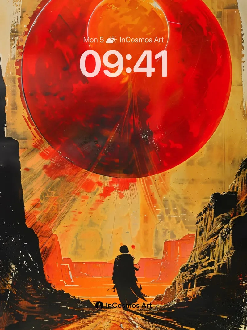 Crimson Horizon Wallpaper with Cosmic Echo wallpaper for iPhone, iPad & Mac