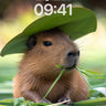 Whimsical Capybara Wallpaper with Leaf Hat wallpaper for iPhone, iPad & Mac