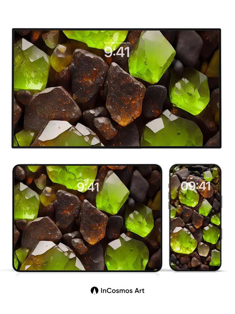 Emerald Mirage Wallpaper with Rusted Stone Veins