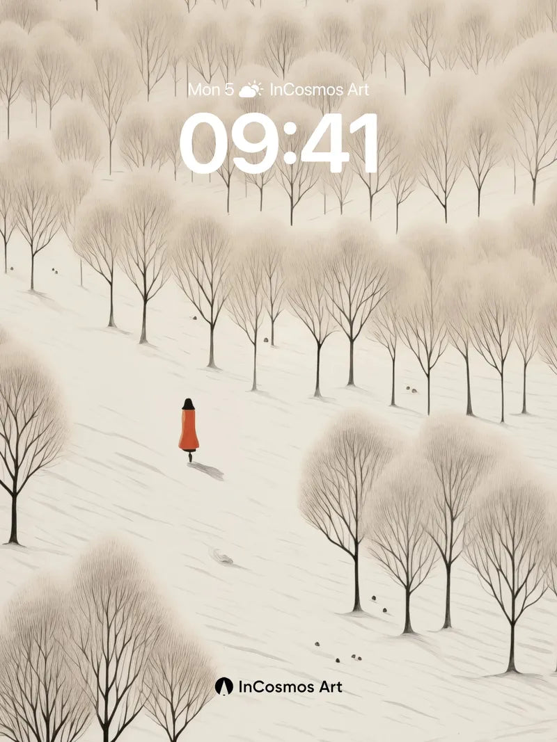 Serenity Snowdrift Wallpaper with Solitary Figure