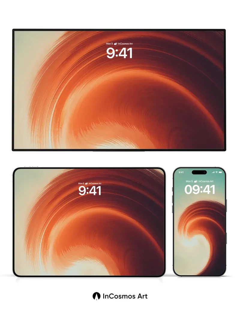 Crimson Wave Wallpaper with Sunlit Curve