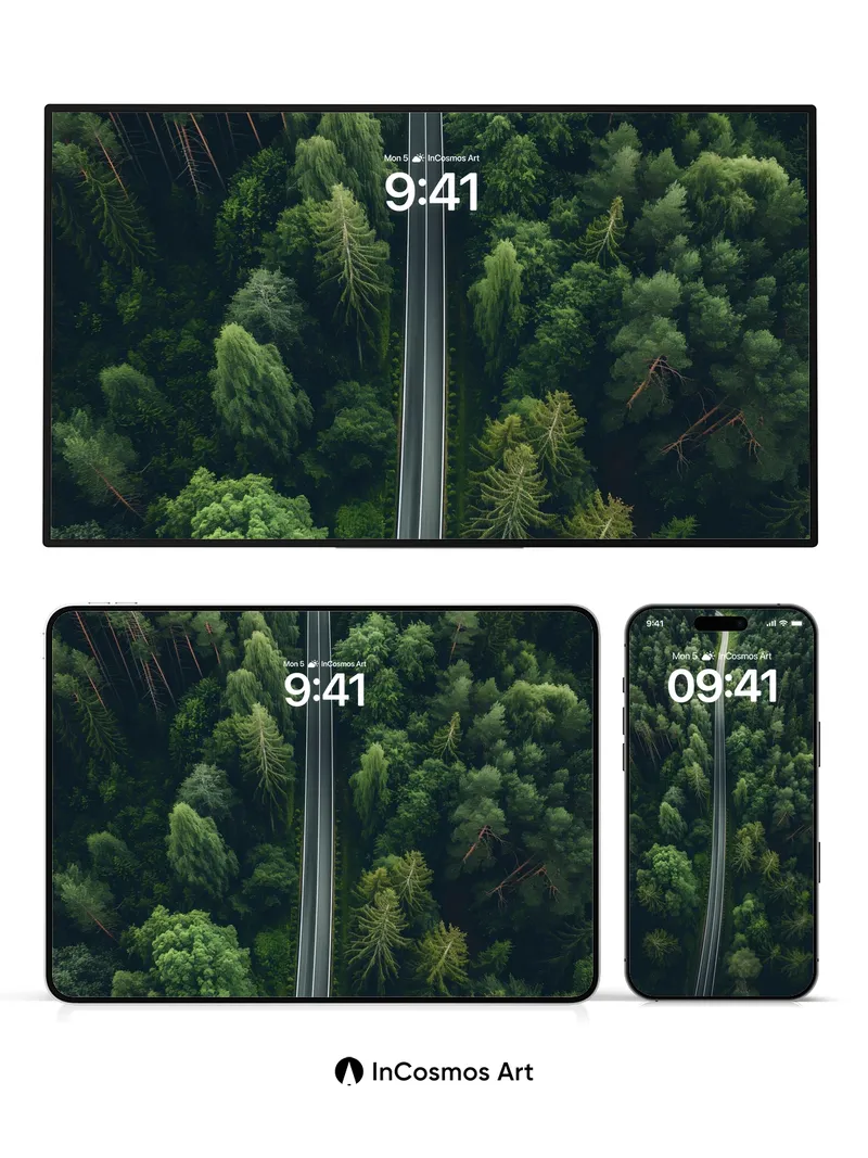 Silent Forest Path Wallpaper with Whispering Pines