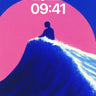 Silhouetted Wave Wallpaper with Pink Sun wallpaper for iPhone, iPad & Mac