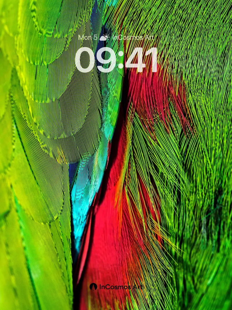 Emerald Pulse Wallpaper with Feathers of Fire