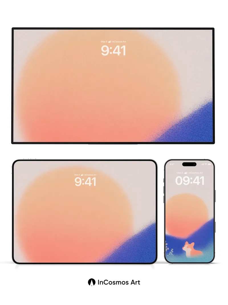 Serenity Corgi Wallpaper with Sunset Haze