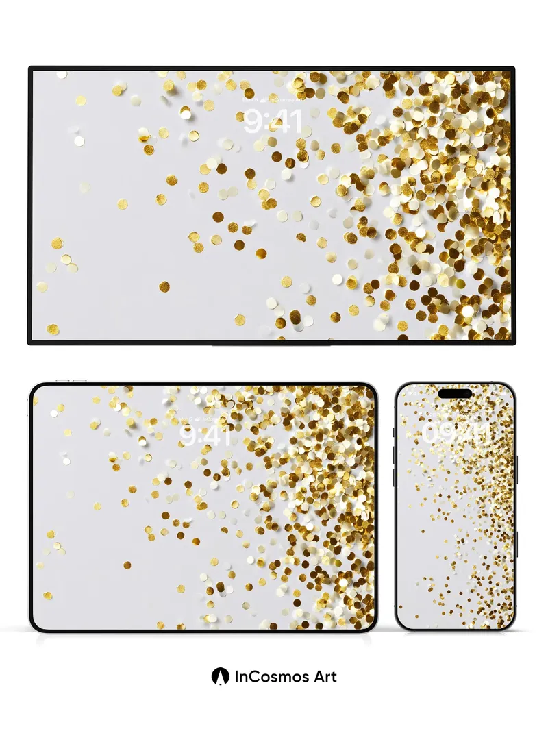 Golden Cascade Wallpaper with Shimmering Dust