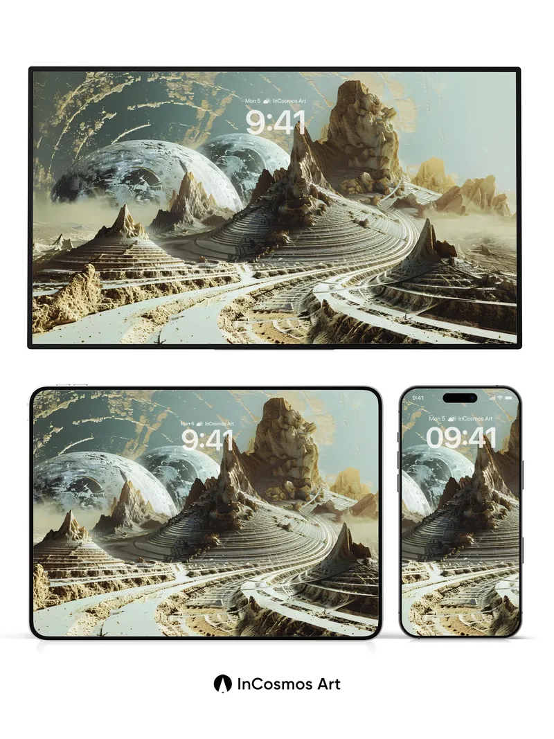 Stone Spiral Wallpaper with Celestial Echoes