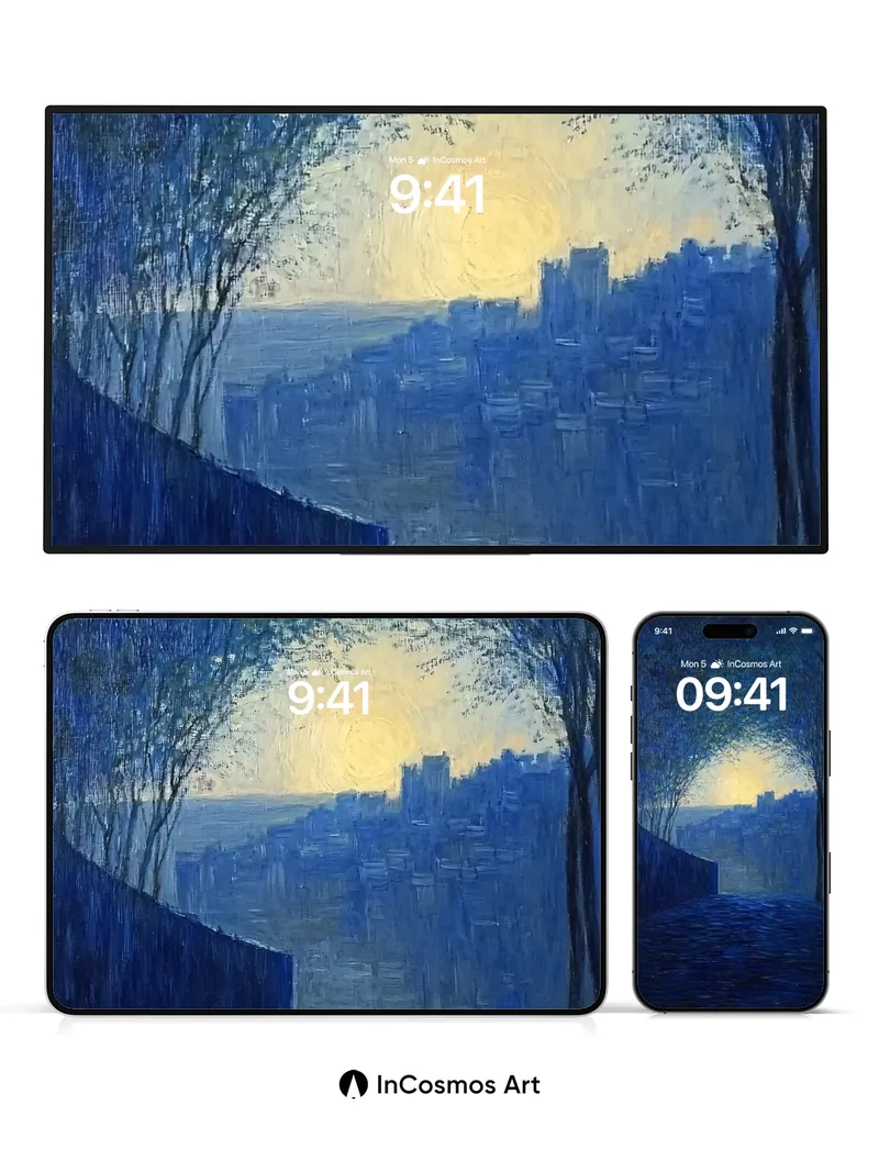 Moonlit Pathway Wallpaper with Whispering Trees