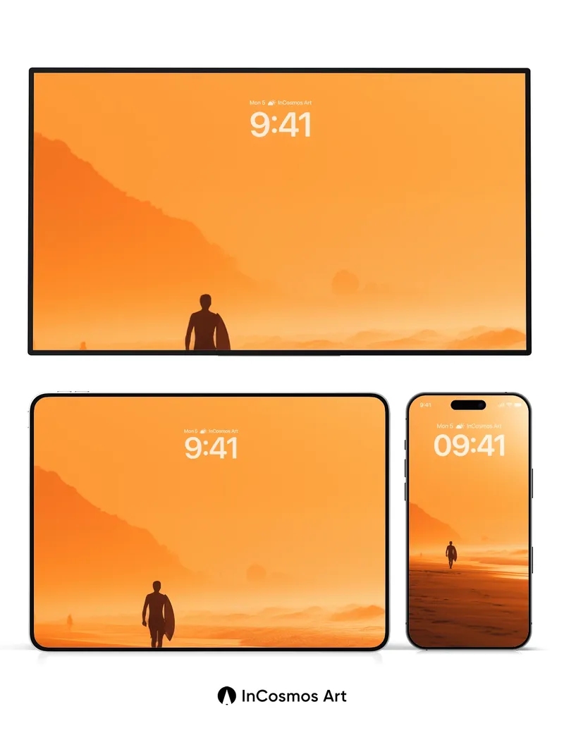 Golden Solitude Wallpaper with Distant Horizon