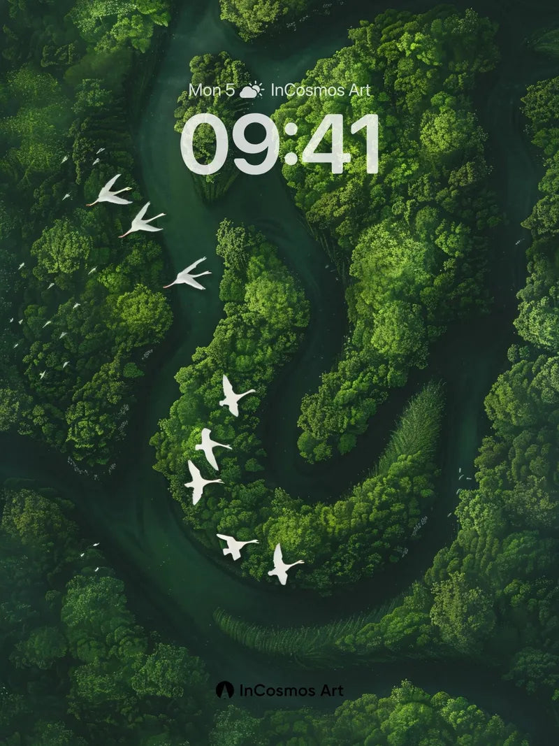 Emerald Flow Wallpaper with Silent Wings wallpaper for iPhone, iPad & Mac