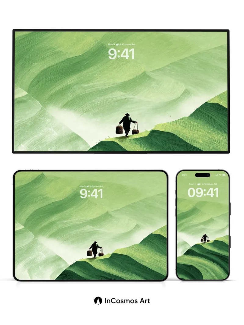 Whispering Hills Wallpaper with Traveler's Shadow
