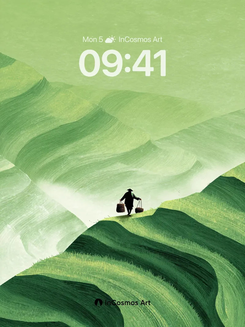 Whispering Hills Wallpaper with Traveler's Shadow wallpaper for iPhone, iPad & Mac