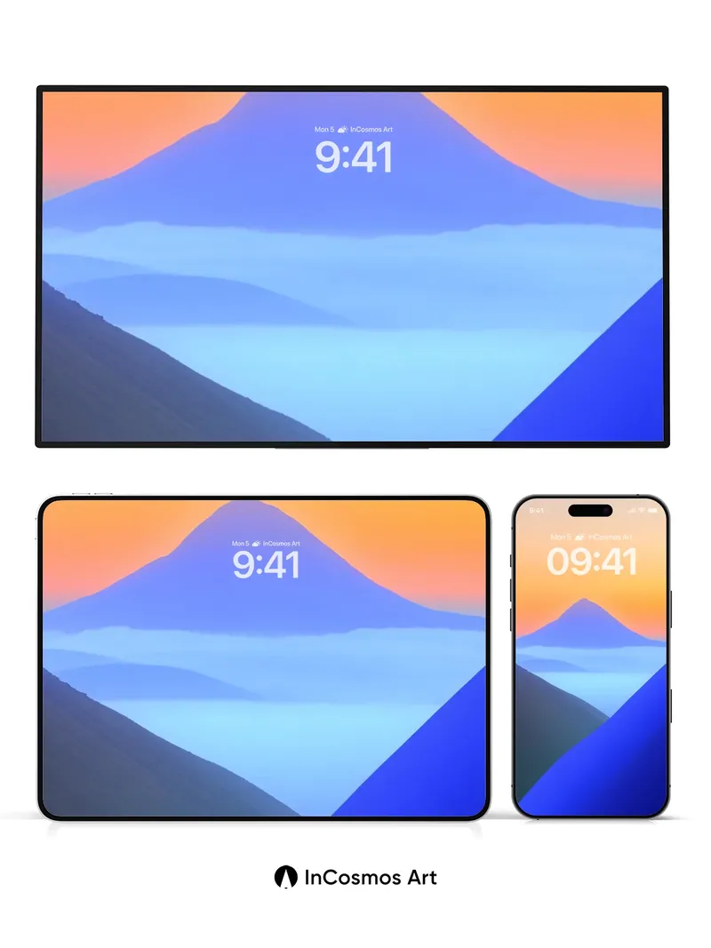 Serene Horizon Wallpaper with Misty Peaks