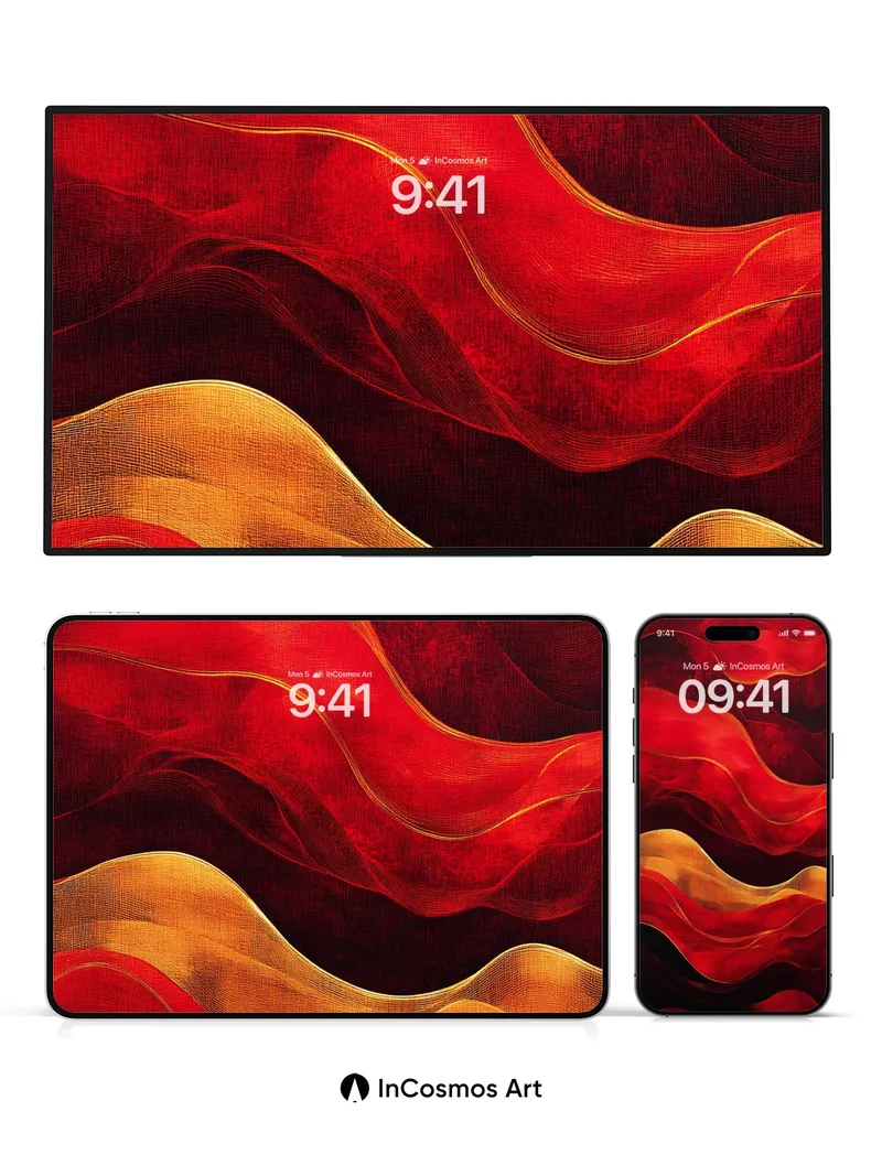 Velvet Flame Wallpaper with Golden Veins