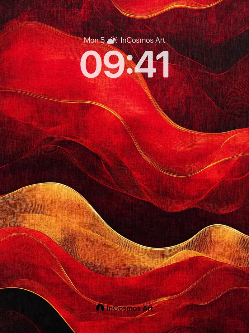 Velvet Flame Wallpaper with Golden Veins