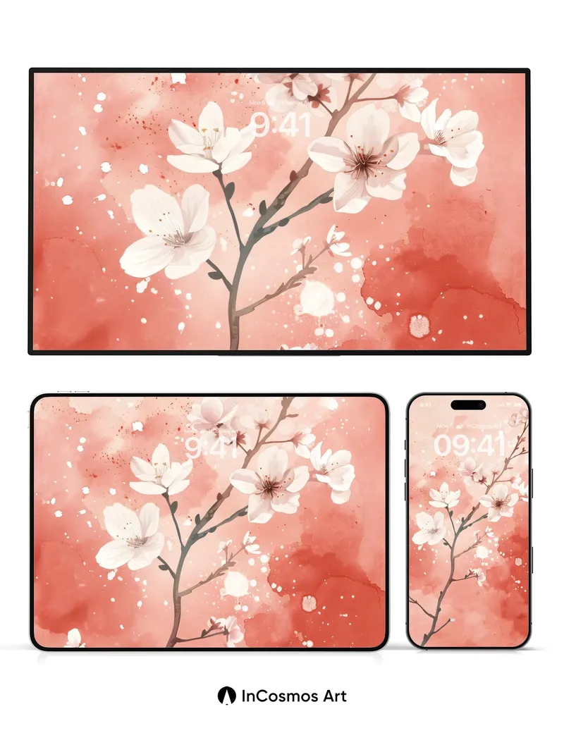 Serenity Bloom Wallpaper with Cherry Petal Drift