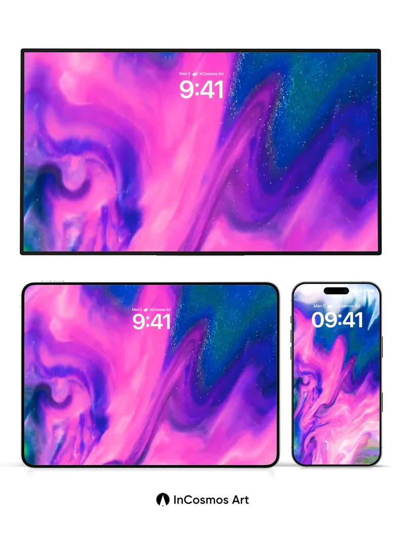 Electric Mirage Wallpaper with Cosmic Veils