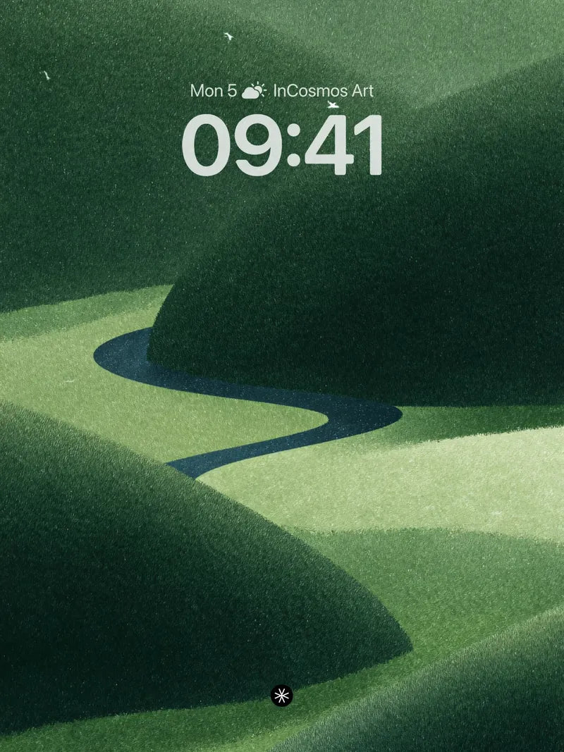 Serenity in Green Waves Wallpaper with Silent Rivers wallpaper for iPhone, iPad & Mac