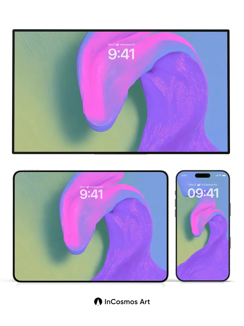 Luminous Wave Wallpaper with Liquid Light