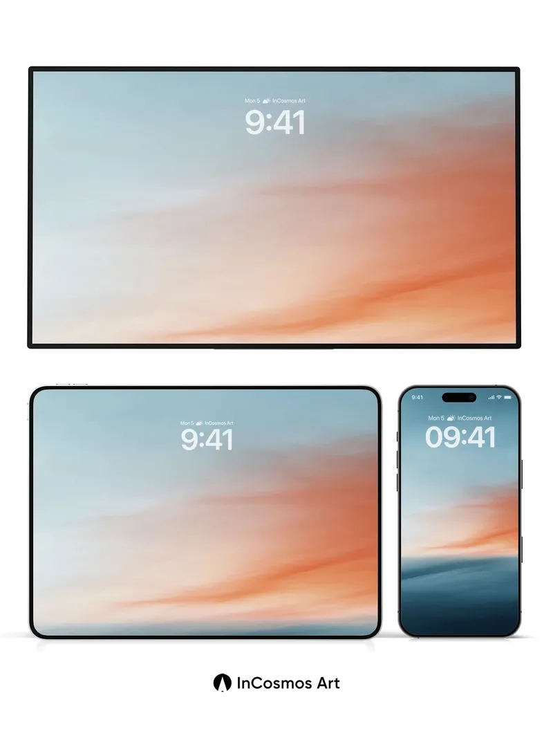 Serenity Horizon Wallpaper with Crimson Hush