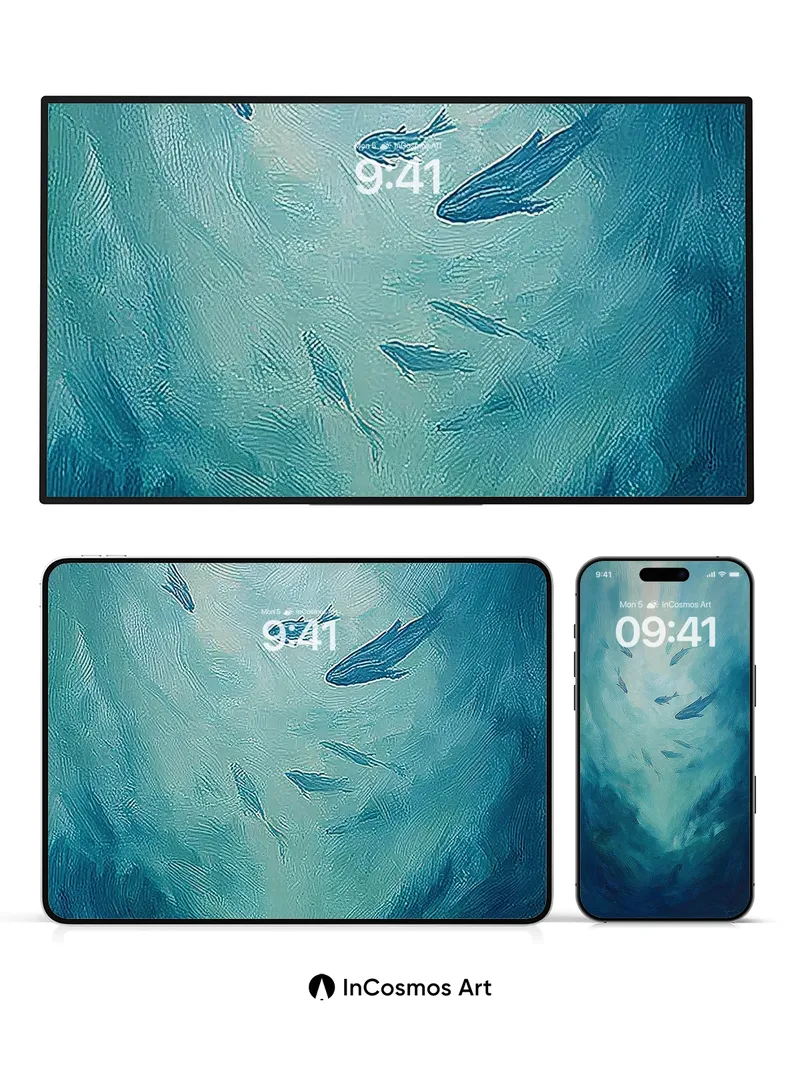 Serene Depths Wallpaper with Floating Light