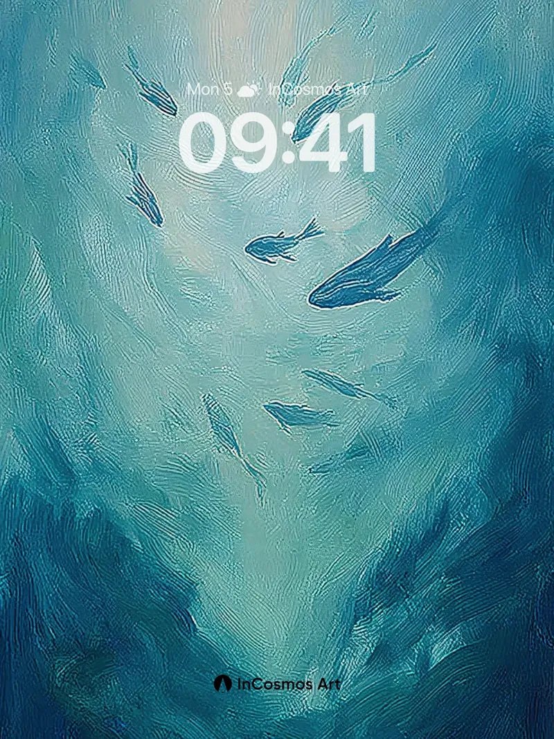 Serene Depths Wallpaper with Floating Light