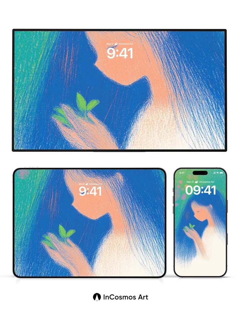 Serenity Bloom Wallpaper with Whispering Leaves