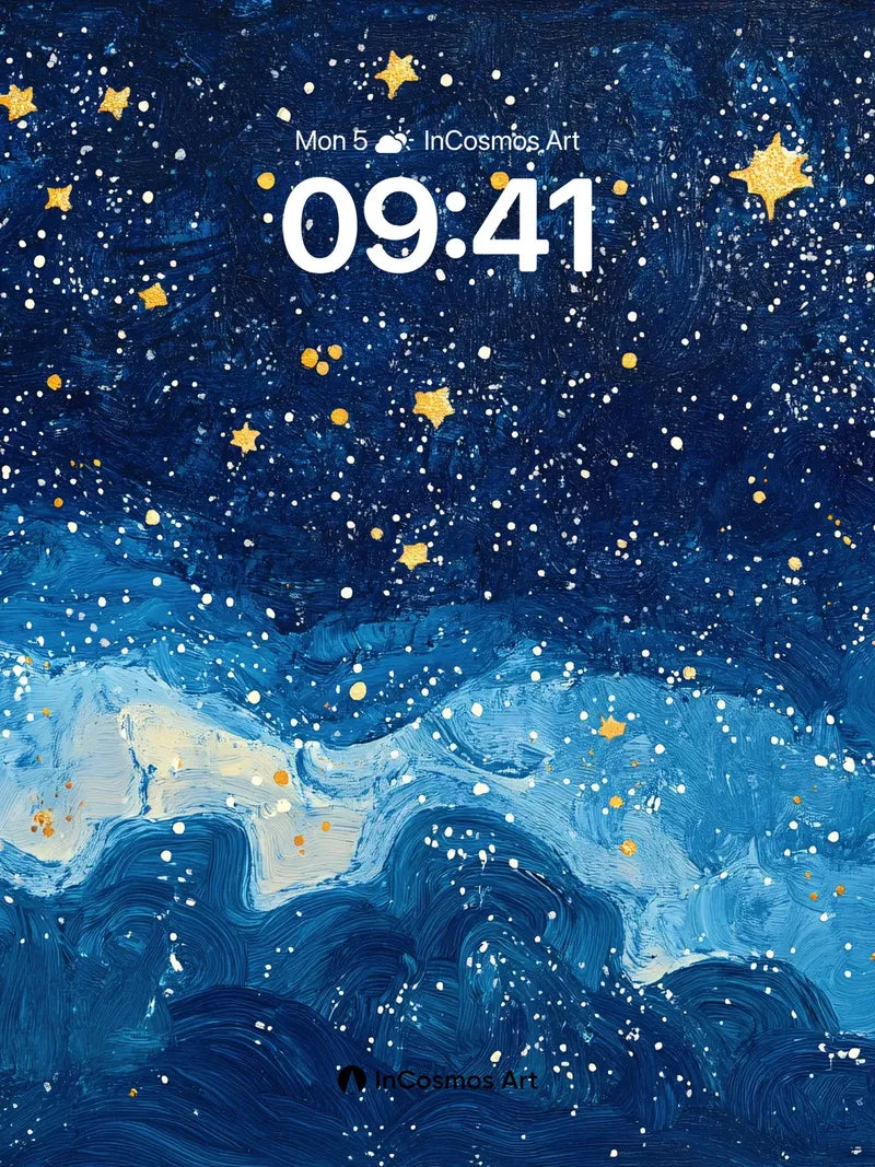 Starry Sea Wallpaper with Van Gogh Swirls