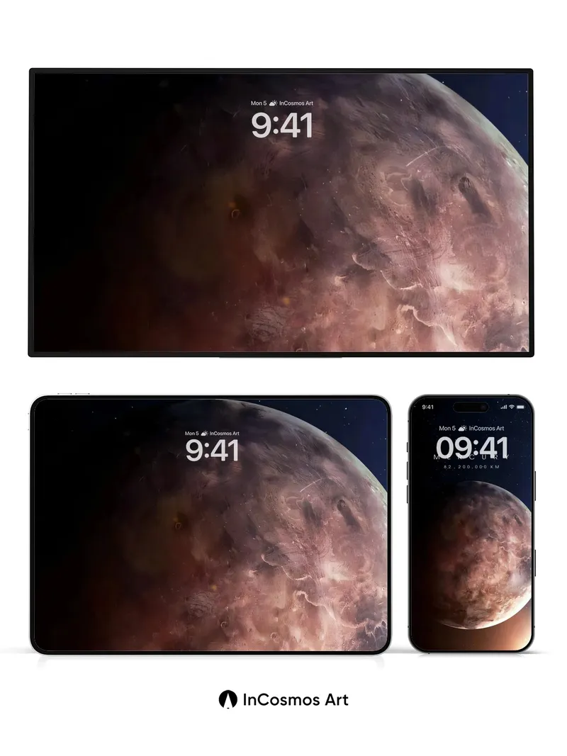 Cosmic Silence Wallpaper with Mercury's Cratered Veil