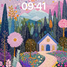 Whimsical Garden Wallpaper with Starlit Path wallpaper for iPhone, iPad & Mac