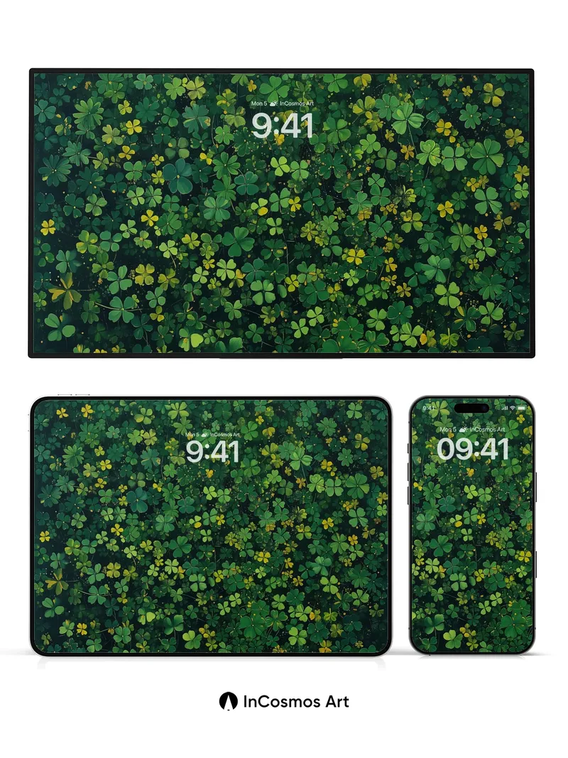 Whispering Clover Wallpaper with Golden Flecks