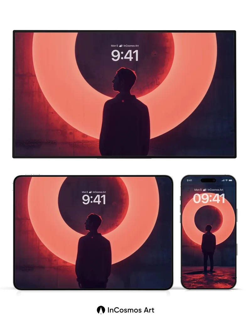 Silhouetted Reverie Wallpaper with Neon Halo