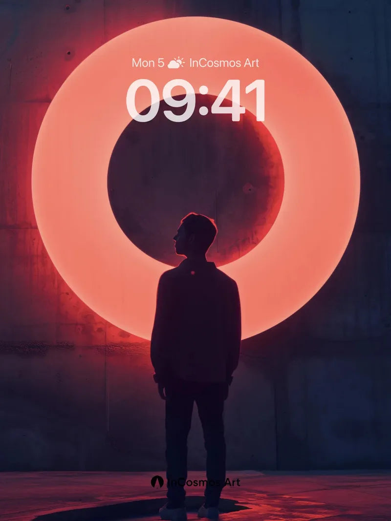 Silhouetted Reverie Wallpaper with Neon Halo