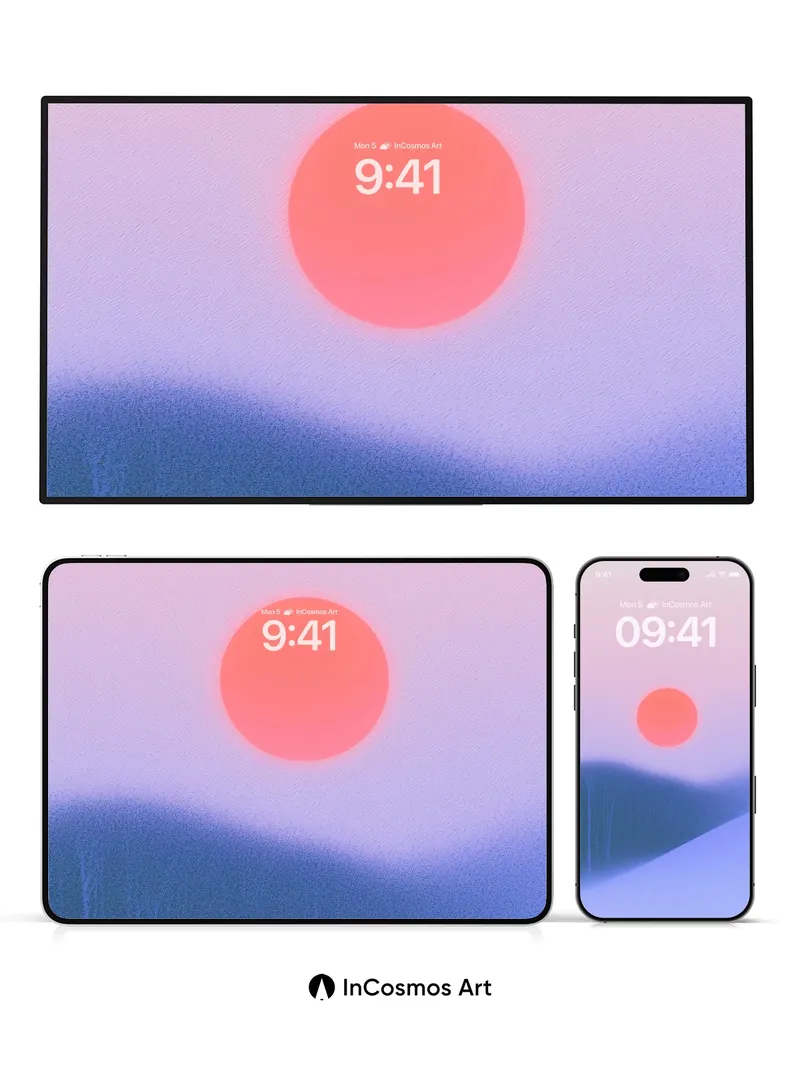 Serenity Horizon Wallpaper with Floating Sun