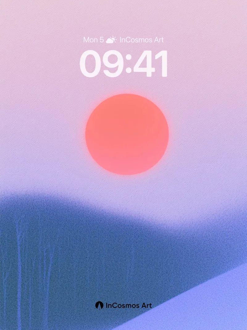 Serenity Horizon Wallpaper with Floating Sun