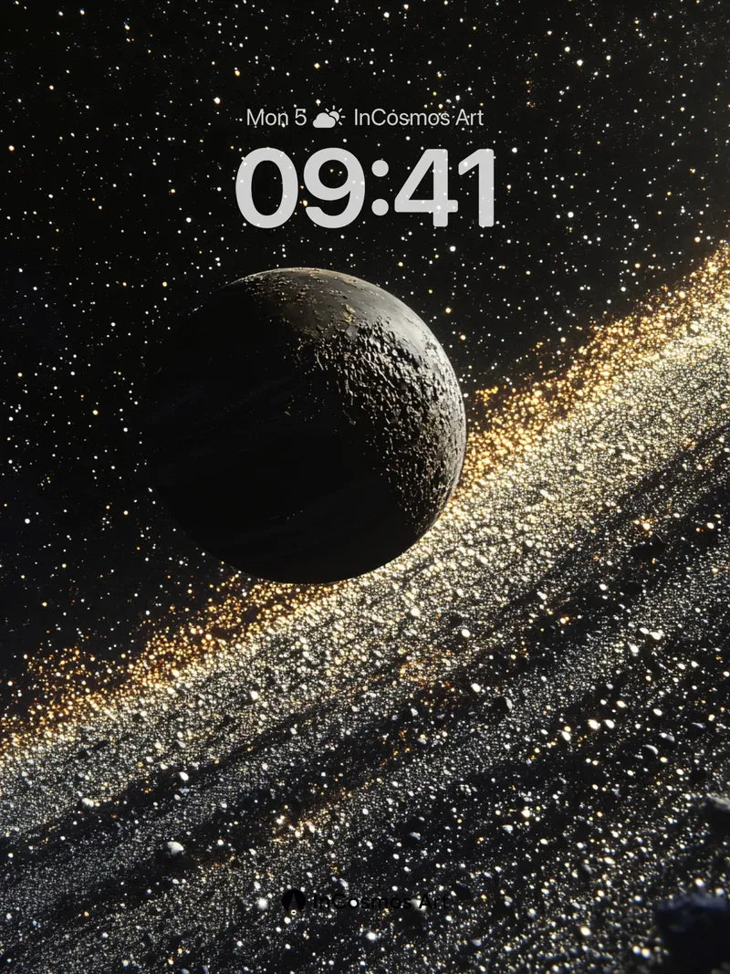 Silent Orbit Wallpaper with Golden Dust Trail