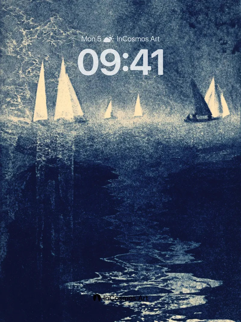 Nocturnal Sail Wallpaper with Moonlit Reflections