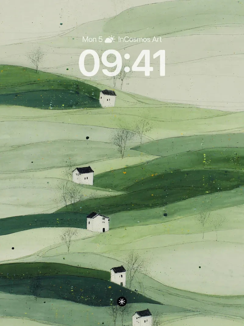 Serene Rolling Hills Wallpaper in Minimalist Green wallpaper for iPhone, iPad & Mac