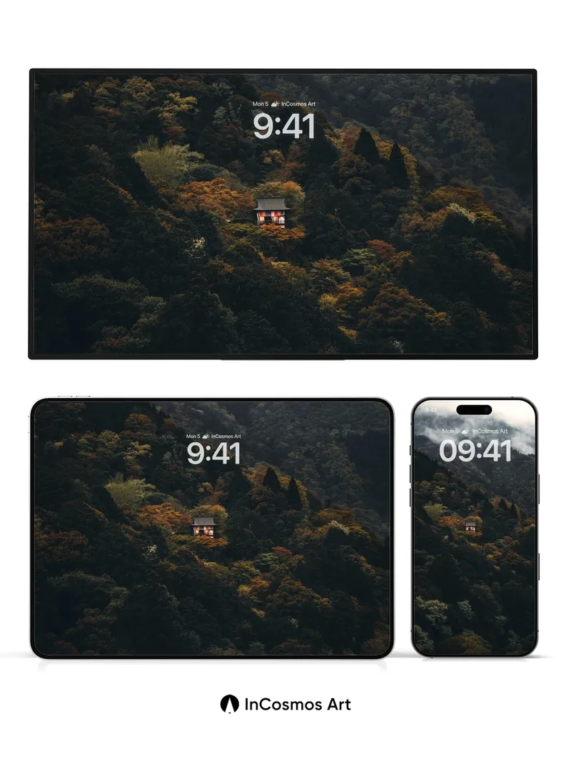 Misty Solitude Wallpaper with Autumn Glow