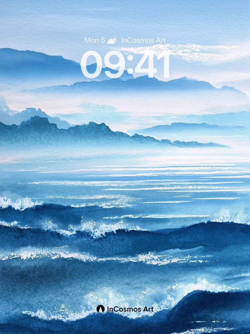 Calm Ocean Haze Wallpaper with Misty Peaks wallpaper for iPhone, iPad & Mac