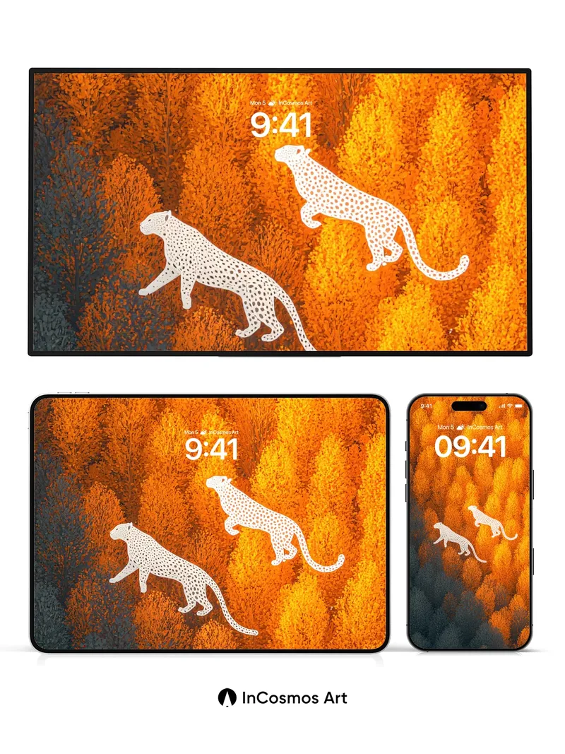 Autumn Mirage Wallpaper with Ghost Leopards