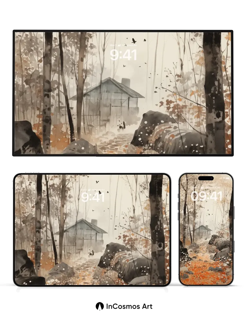 Whispering Woods Wallpaper with Autumn Echoes