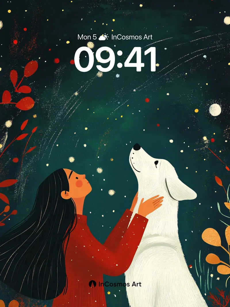 Stellar Whisper Wallpaper with Lunar Hound wallpaper for iPhone, iPad & Mac