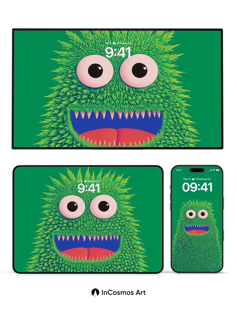 Playful Fuzz Wallpaper with Electric Grin