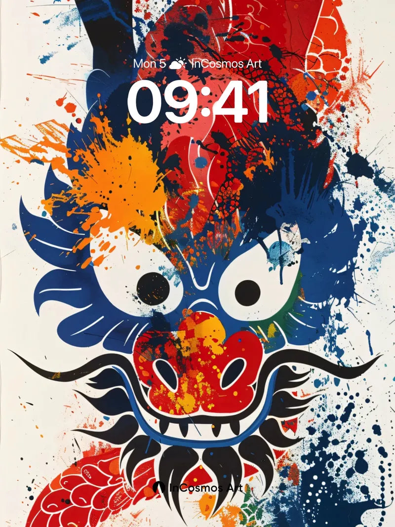Fierce Splatter Dragon Wallpaper with Cosmic Energy wallpaper for iPhone, iPad & Mac