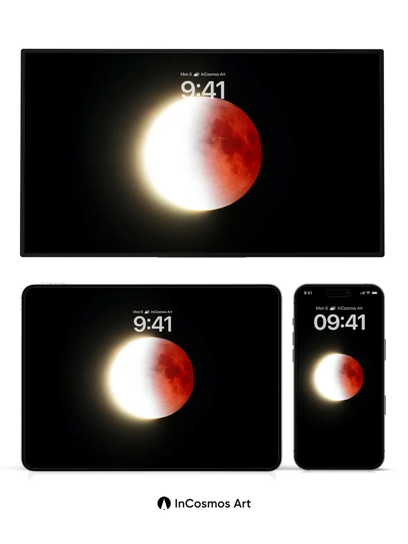 Crimson Eclipse Wallpaper with Lunar Veil